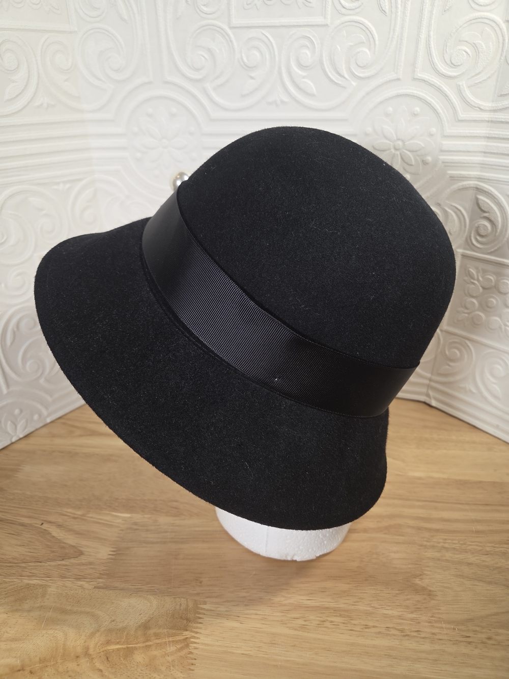 betmar Black Felt Cloche Hat with Pearl Accent - Picture 5 of 6